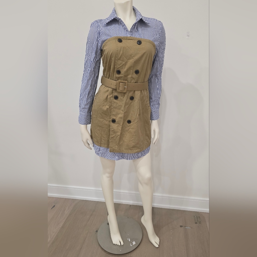 Zara Trench Dress With Striped Shirt On  XS
